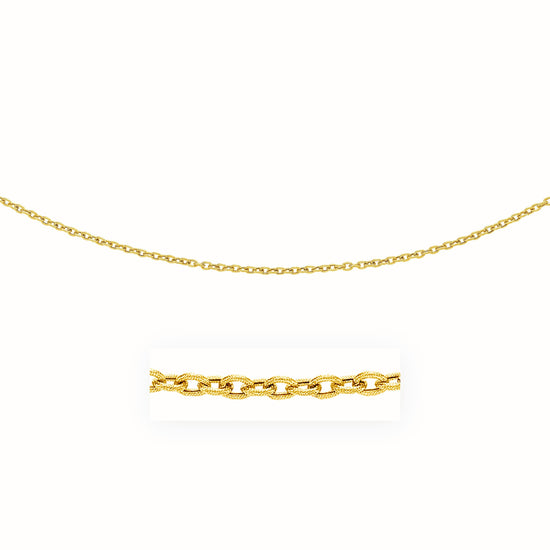 3.5mm 14k Yellow Gold Pendant Chain with Textured Links