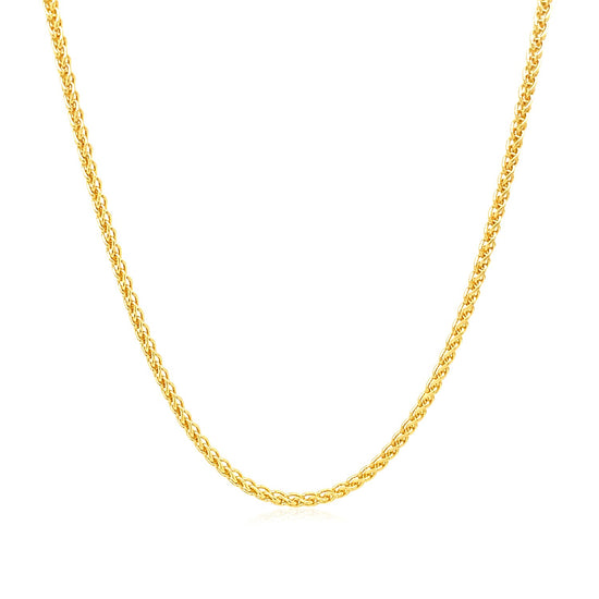 14k Yellow Gold Round Wheat Chain 1.5mm