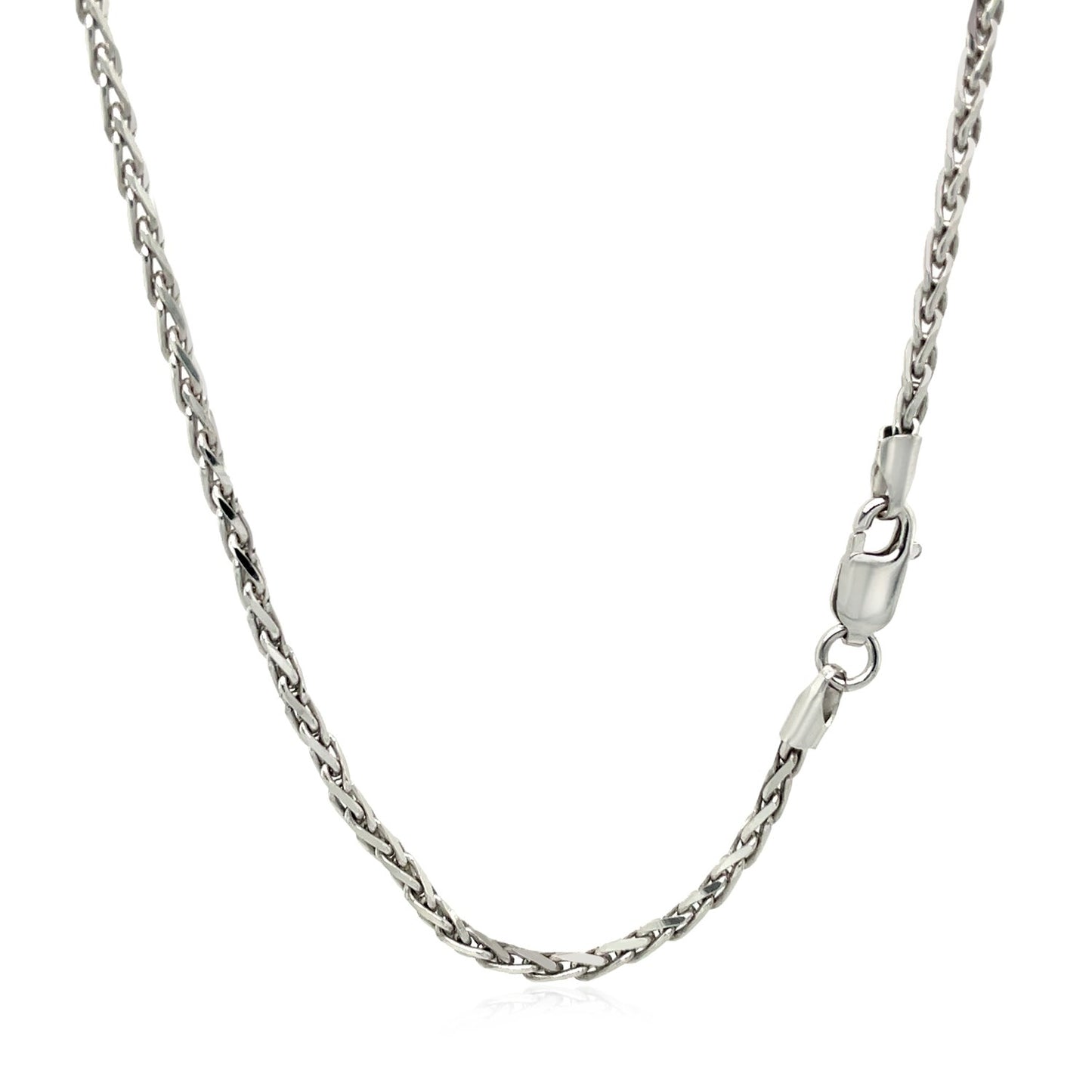 2.2mm Sterling Silver Rhodium Plated Wheat Chain