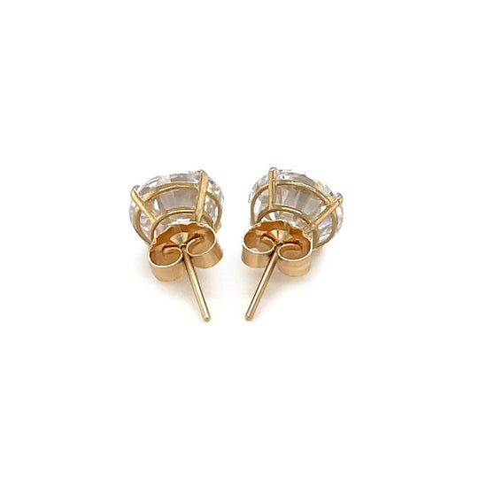 14k Yellow Gold 8.0mm Round CZ Stud Earrings