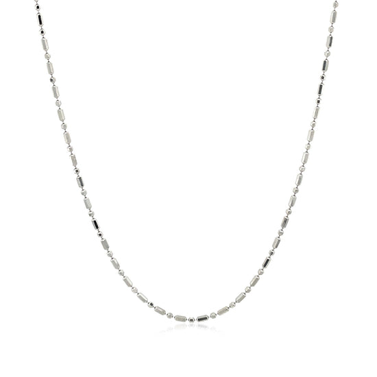 14k White Gold Diamond-Cut Alternating Bead Chain 1.2mm