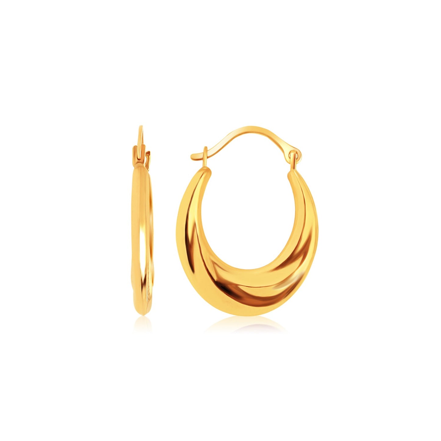 14k Yellow Gold Graduated Oval Hoop Earrings