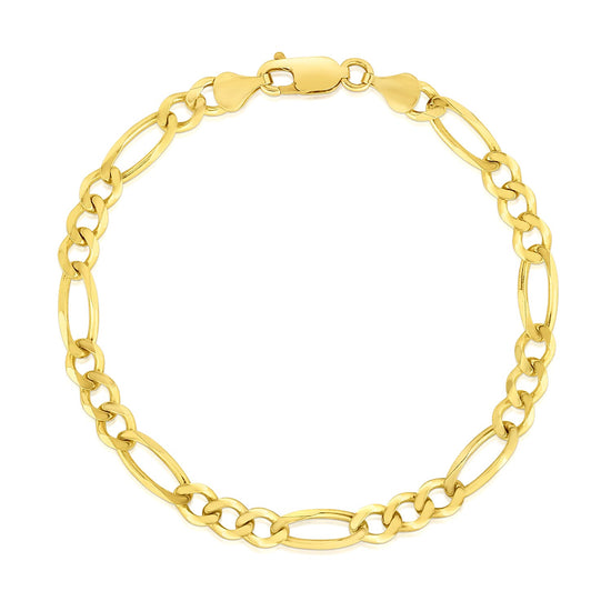 4.5mm 14k Yellow Gold Solid Figaro Bracelet