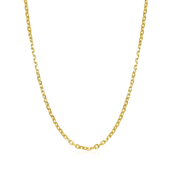 14k Yellow Gold Diamond Cut Cable Link Chain 1.8mm