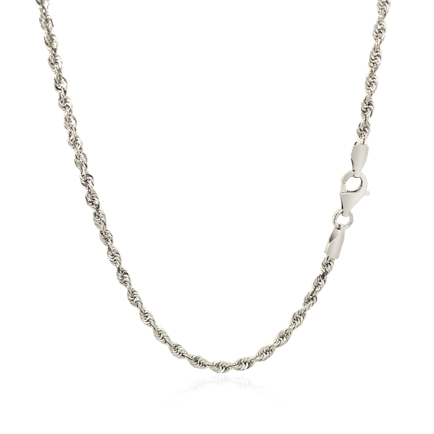 2.5mm 14k White Gold Solid Diamond Cut Rope Chain