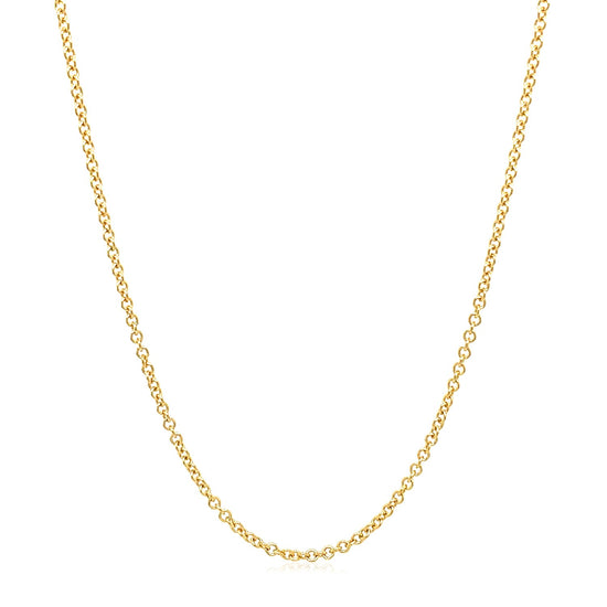 14k Yellow Gold Round Cable Link Chain 1.5mm