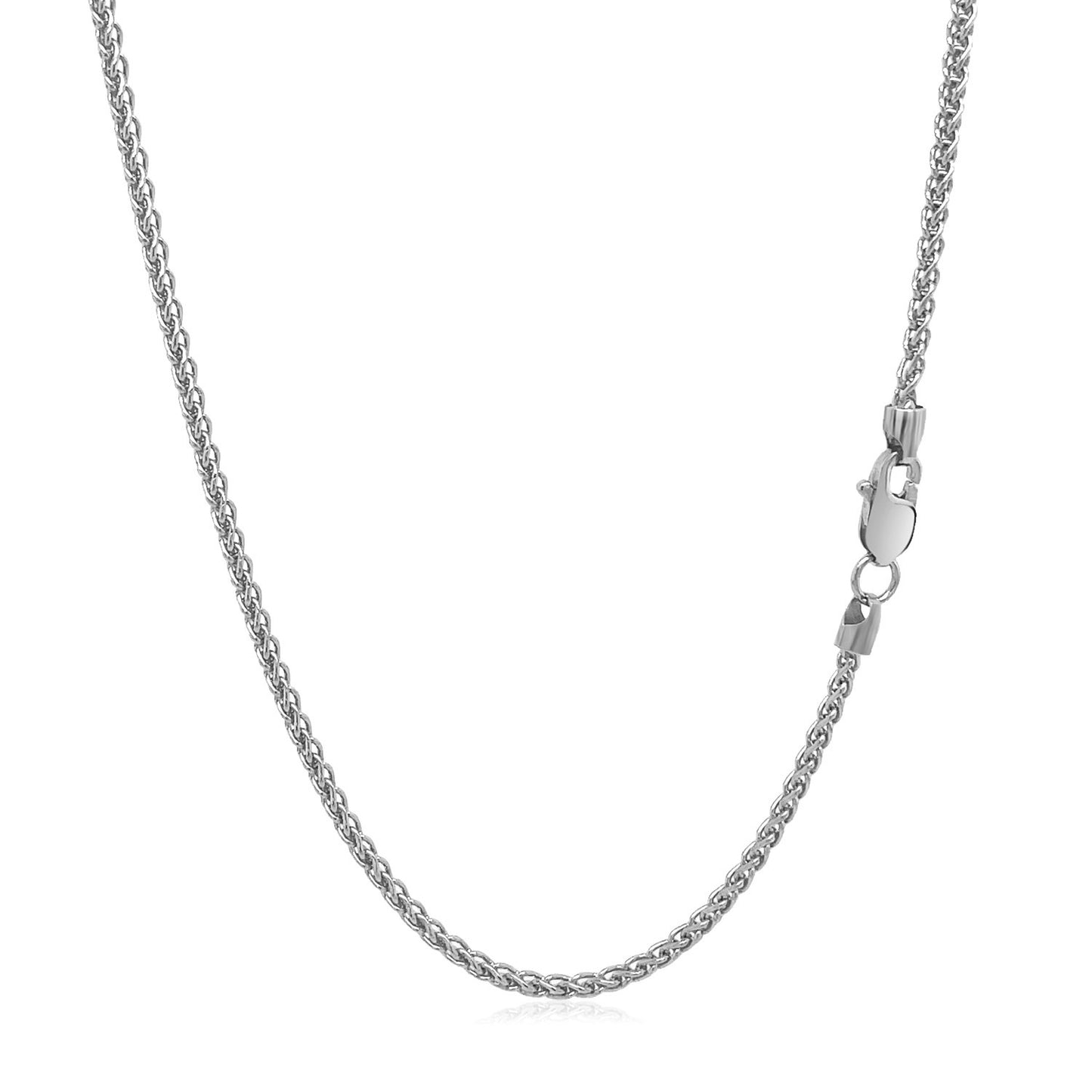 14k White Gold Round Wheat Chain 1.5mm