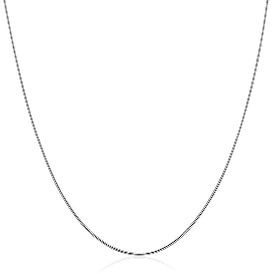 14k White Gold Thin Motif Round Omega Necklace