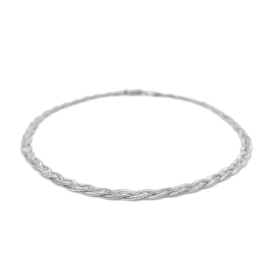 3.5mm 14k White Gold Braided Bracelet