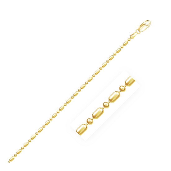 14k Yellow Gold Diamond-Cut Alternating Bead Chain 1.5mm