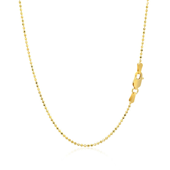 14k Yellow Gold Diamond-Cut Bead Chain 1.2mm