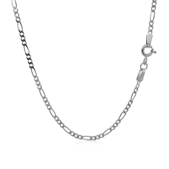 14k White Gold Solid Figaro Chain 1.9mm