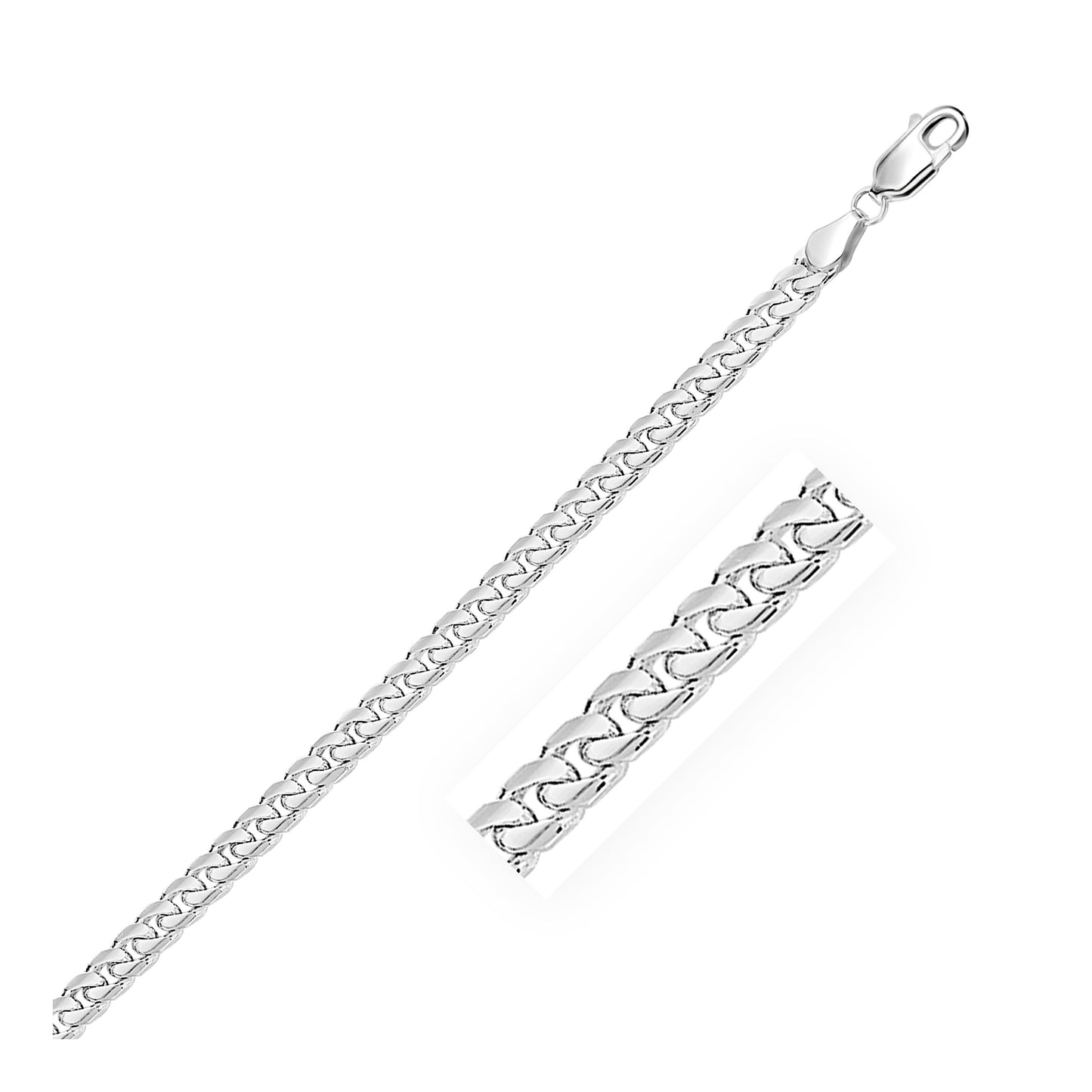 4.4mm 14k White Gold Solid Miami Cuban Bracelet