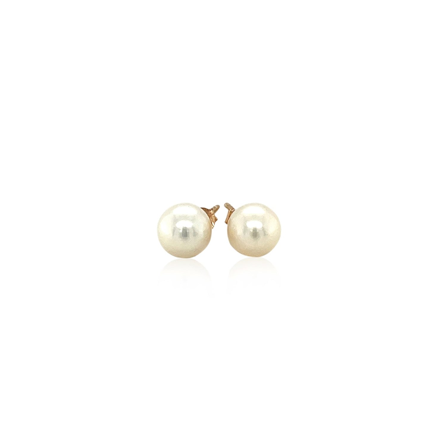 14k Yellow Gold Freshwater Cultured White Pearl Stud Earrings (6.0 mm)