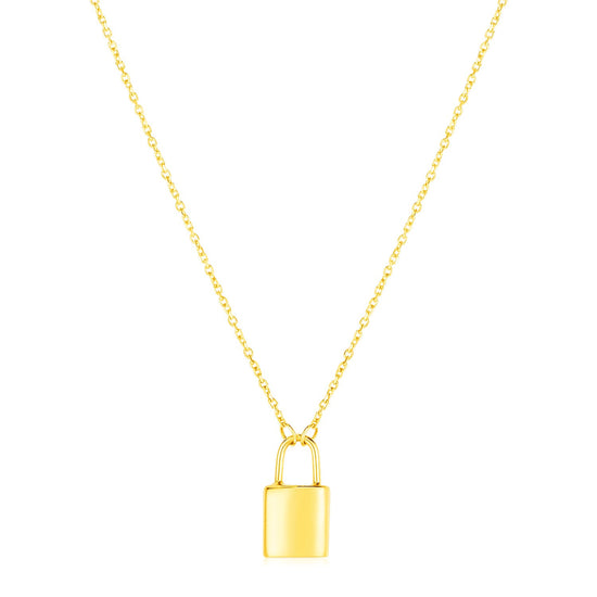 14k Yellow Gold Padlock Necklace