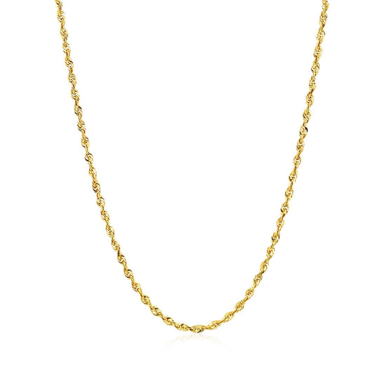 2.0mm 14k Yellow Gold Solid Diamond Cut Rope Chain