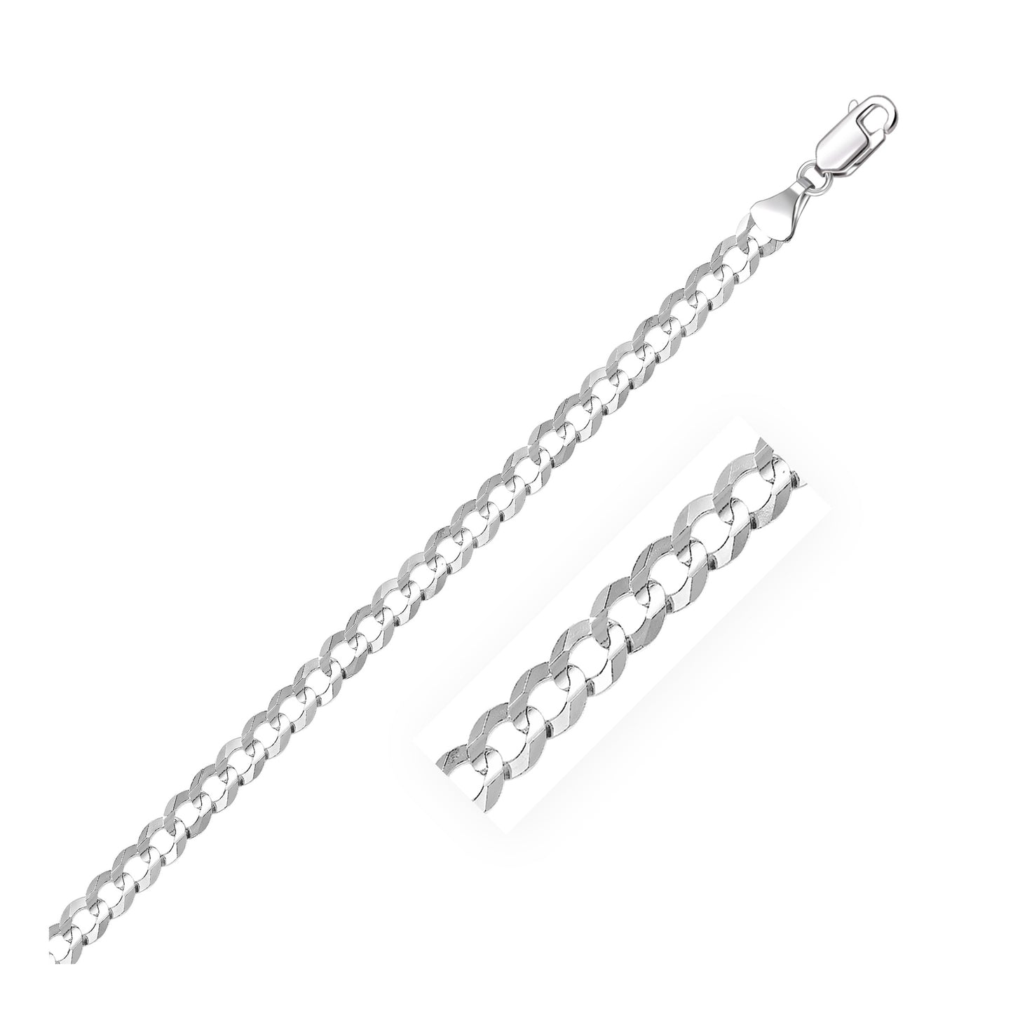 4.7mm 14k White Gold Solid Curb Bracelet