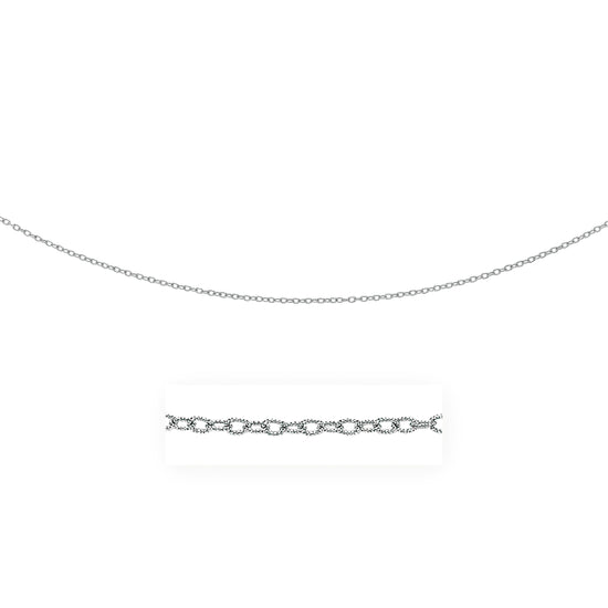 2.5mm 14k White Gold Pendant Chain with Textured Links