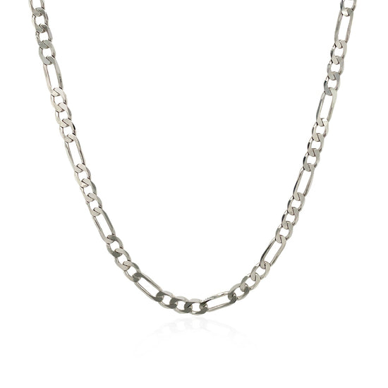 3.0mm 14k White Gold Solid Figaro Chain