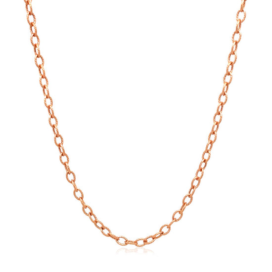 2.5mm 14k Rose Gold Pendant Chain with Textured Links