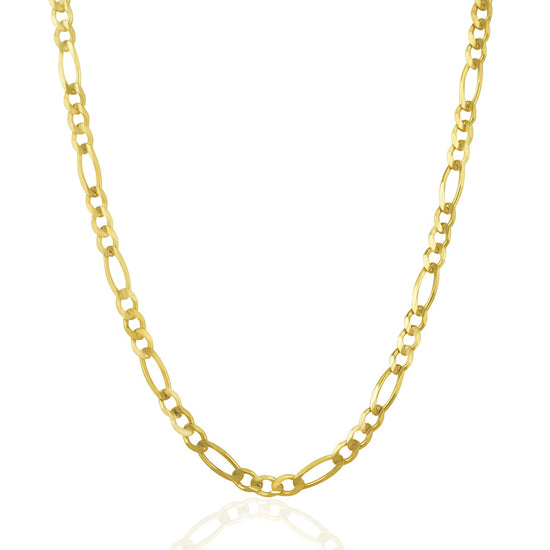 4.5mm 14k Yellow Gold Solid Figaro Chain