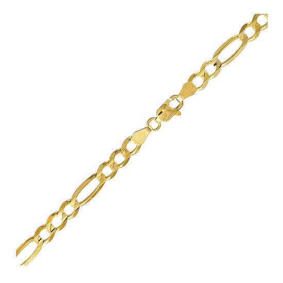 4.5mm 14k Yellow Gold Solid Figaro Chain