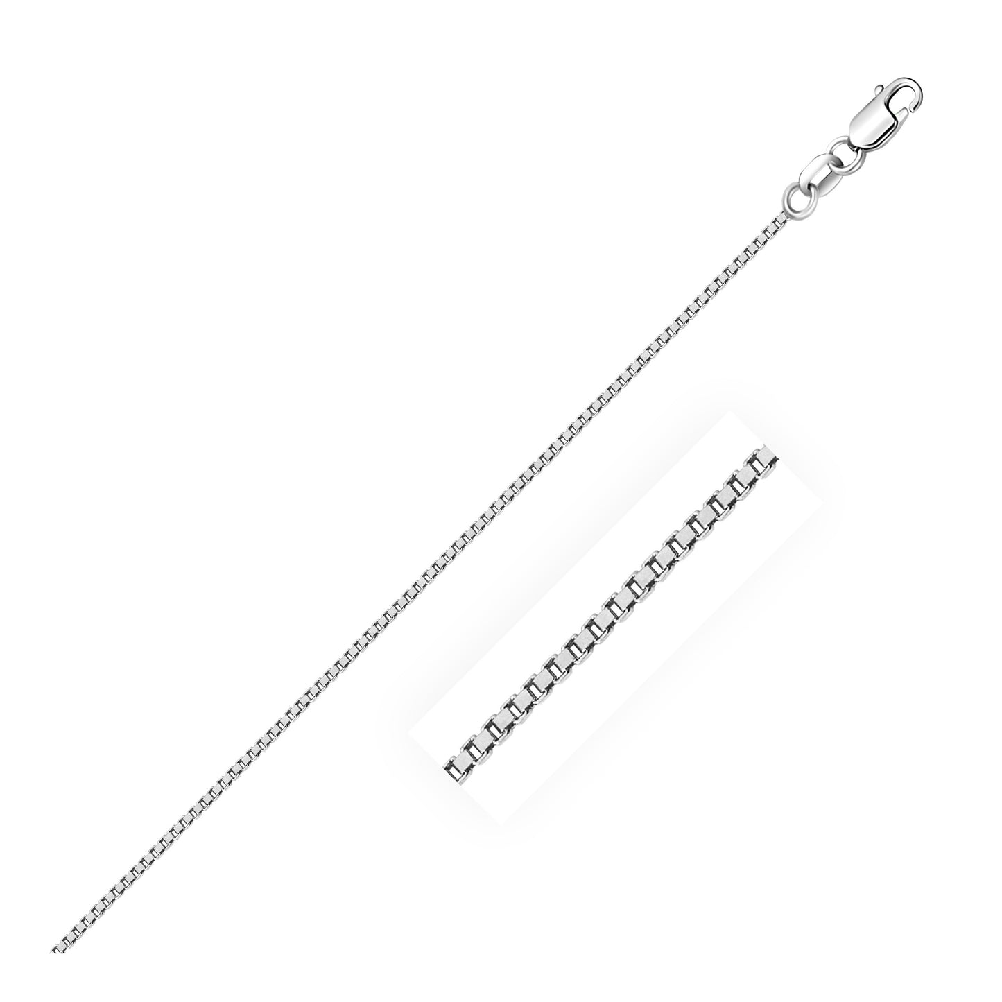 10k White Gold Classic Box Chain 0.8mm