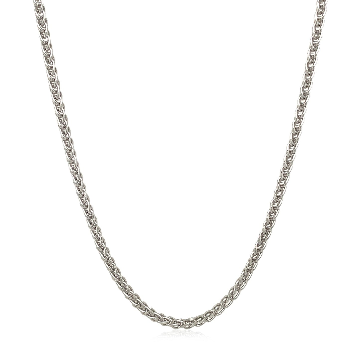 2.1mm 14k White Gold Round Wheat Chain