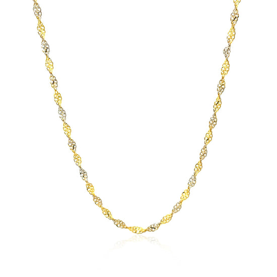 2.0mm 14k Two-Tone Gold Singapore Chain