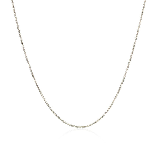 14k White Gold Diamond Cut Round Wheat Chain 0.6mm