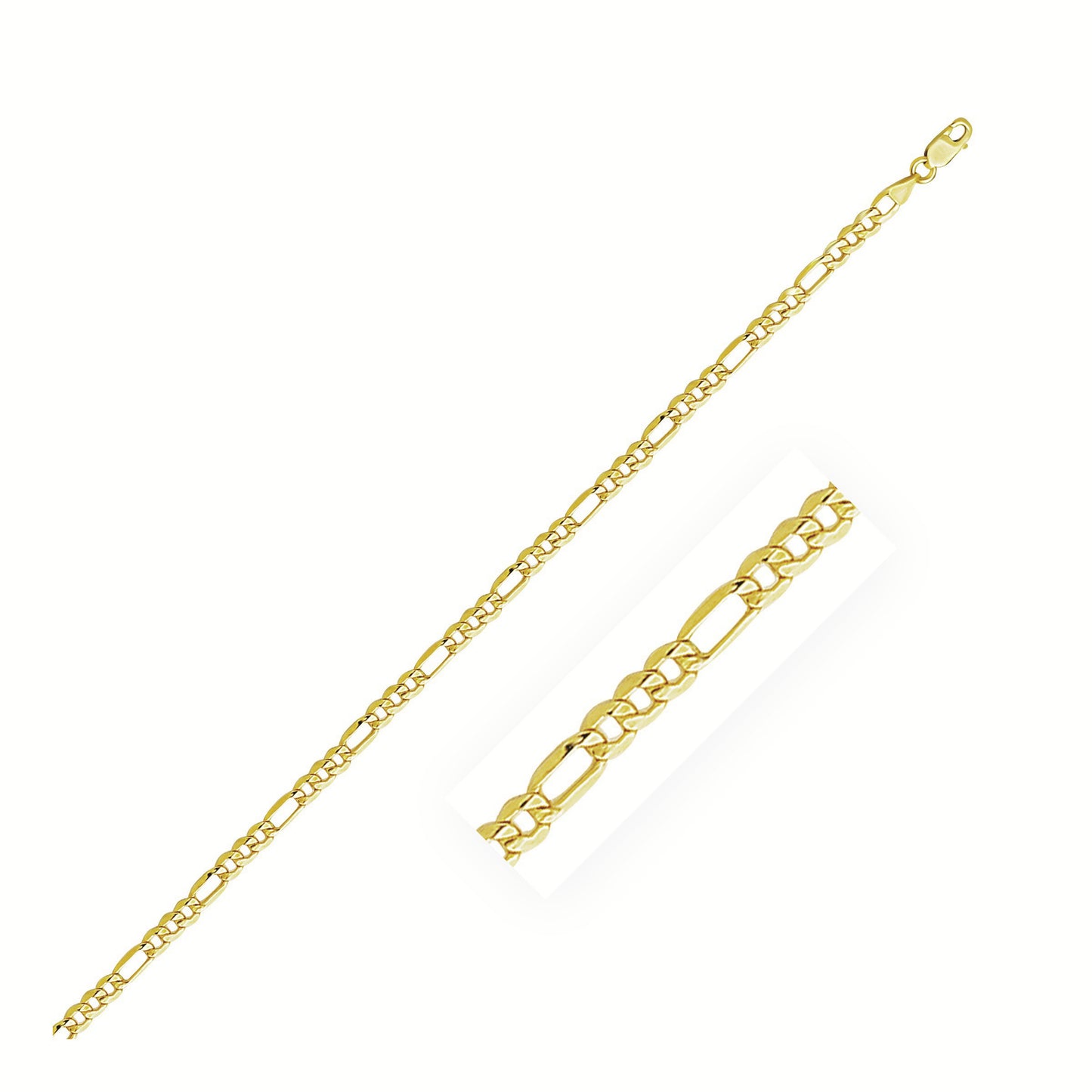 2.8mm 10k Yellow Gold Lite Figaro Chain