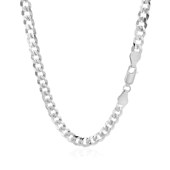 5.7mm 14k White Gold Solid Curb Chain