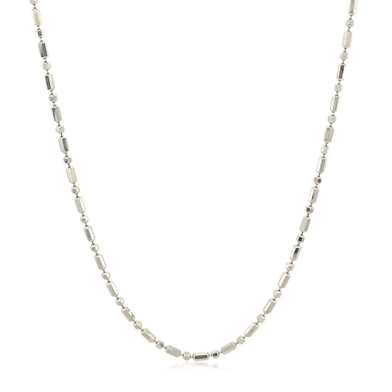 14k White Gold Diamond-Cut Alternating Bead Chain 1.5mm