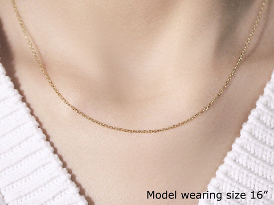 14k Yellow Gold Faceted Cable Link Chain 1.3mm