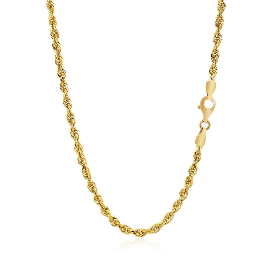 3.0mm 14k Yellow Gold Solid Diamond Cut Rope Chain