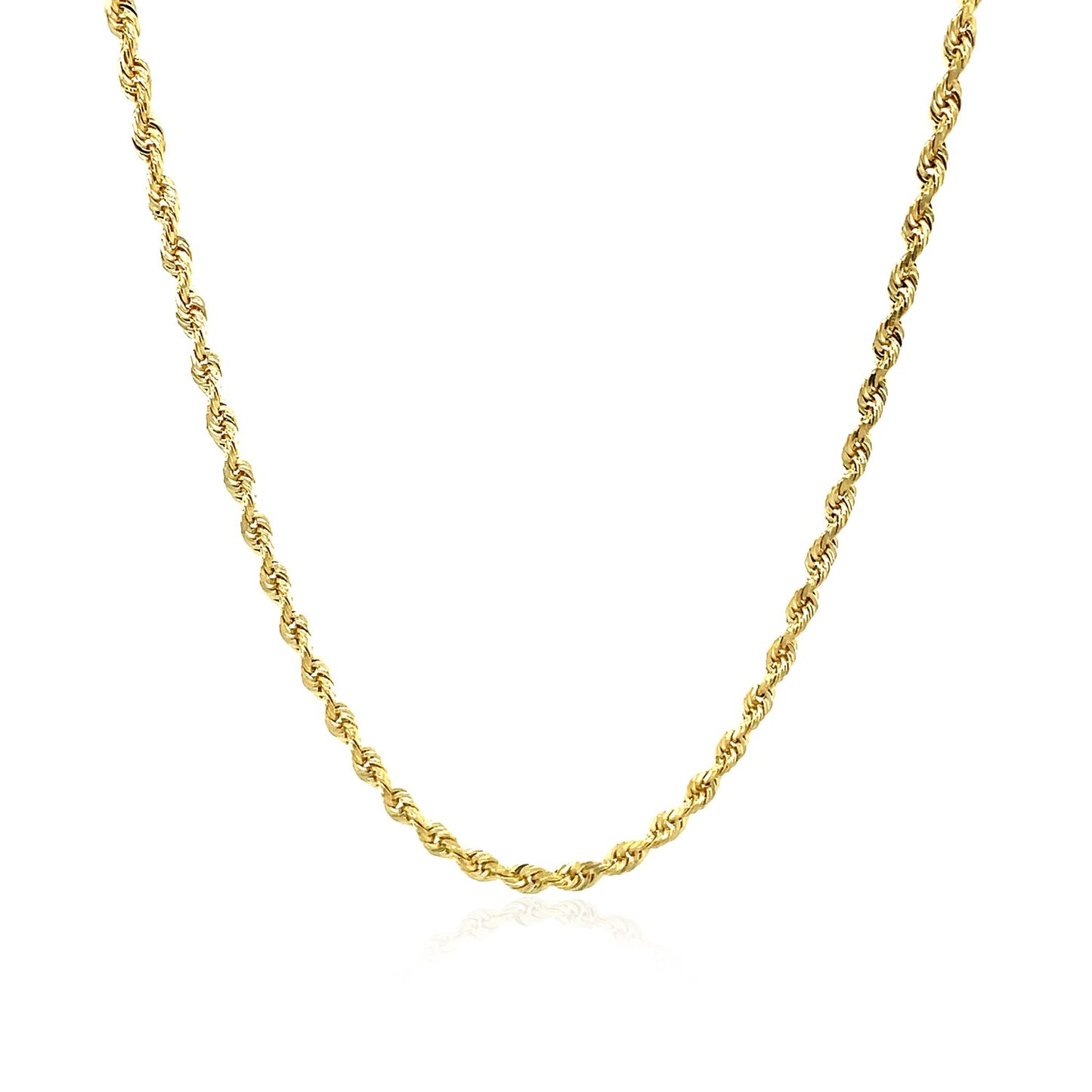 2.5mm 10k Yellow Gold Solid Diamond Cut Rope Chain