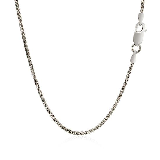 Sterling Silver Rhodium Plated Wheat Chain 1.3mm