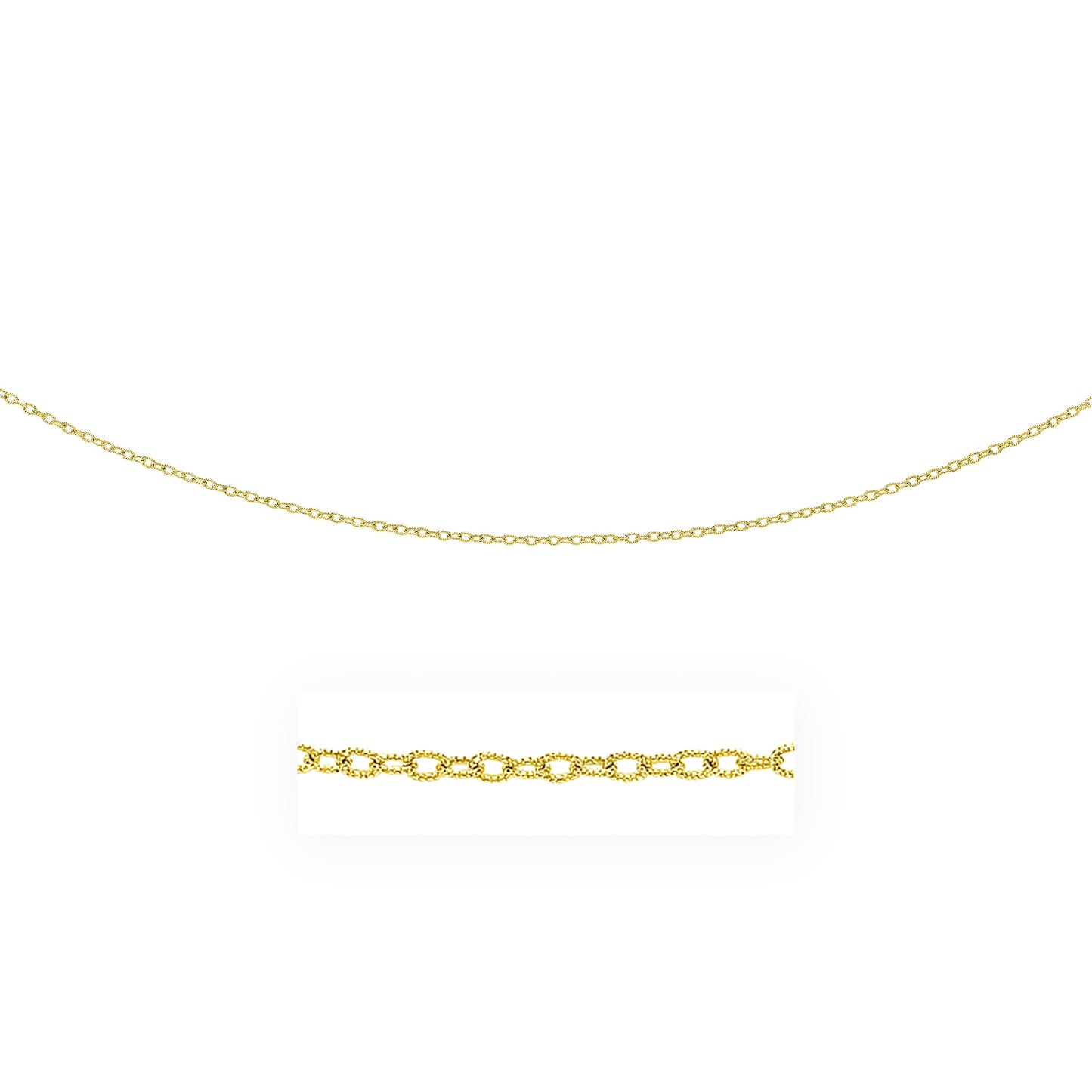 2.5mm 14k Yellow Gold Pendant Chain with Textured Links