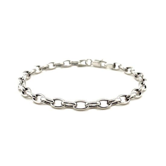 4.6mm 14k White Gold Oval Rolo Bracelet