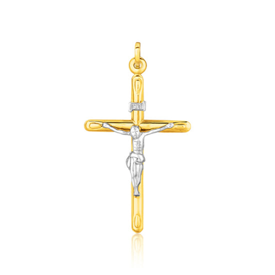 14k Two Tone Gold Cross Pendant