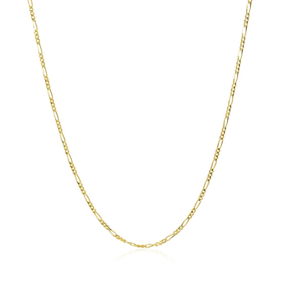 14k Yellow Gold Solid Figaro Chain 1.3mm