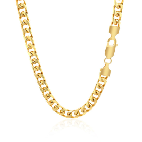 5.8mm 14k Yellow Gold Solid Miami Cuban Chain