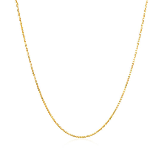 14k Yellow Gold Diamond Cut Round Wheat Chain 0.6mm