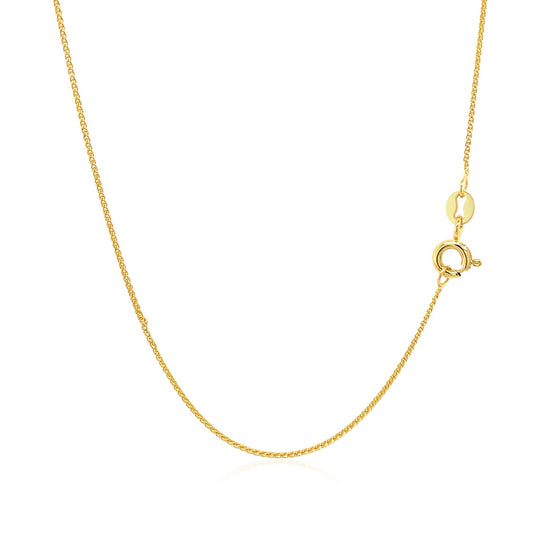 14k Yellow Gold Diamond Cut Round Wheat Chain 0.6mm