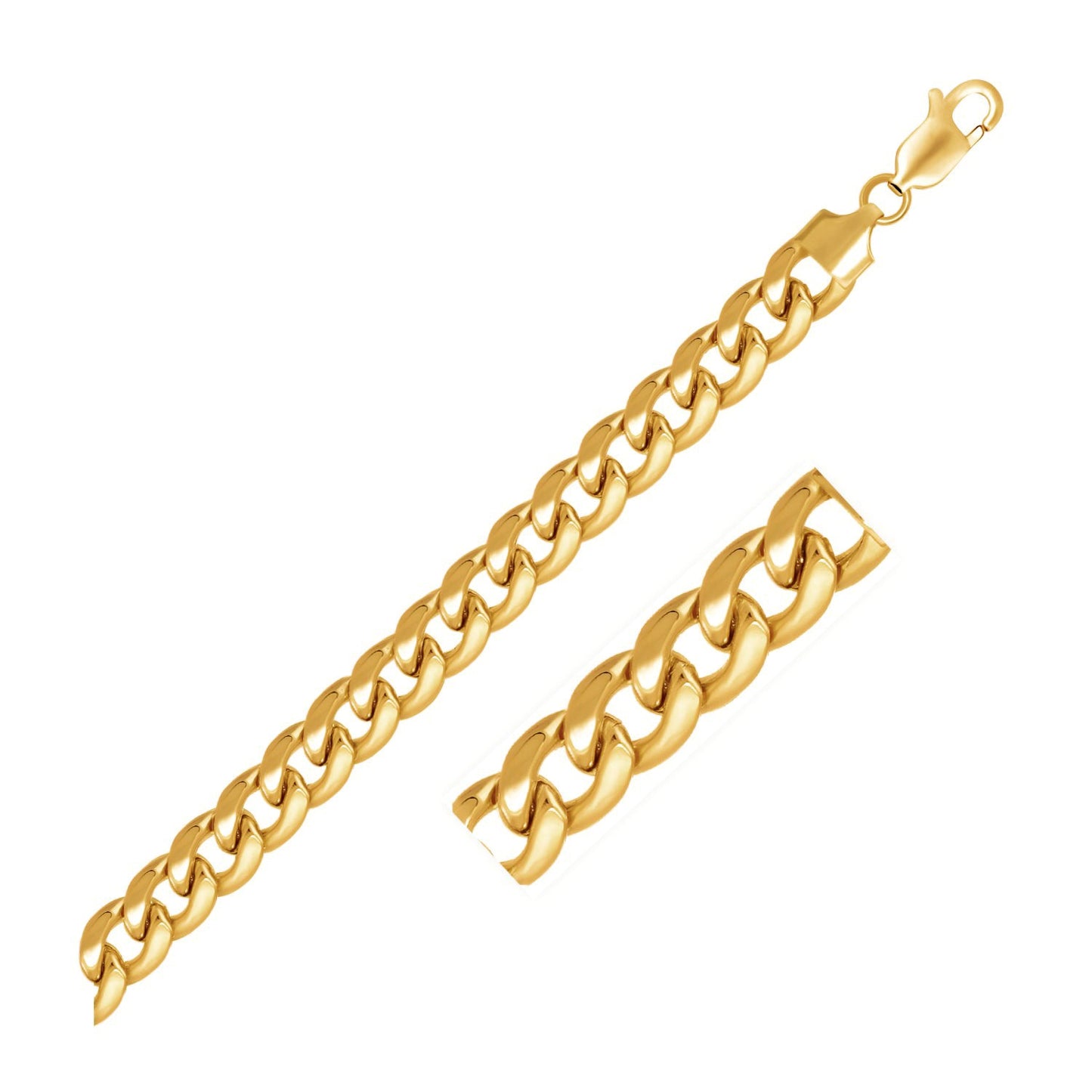 6.7mm 14k Yellow Gold Solid Miami Cuban Chain