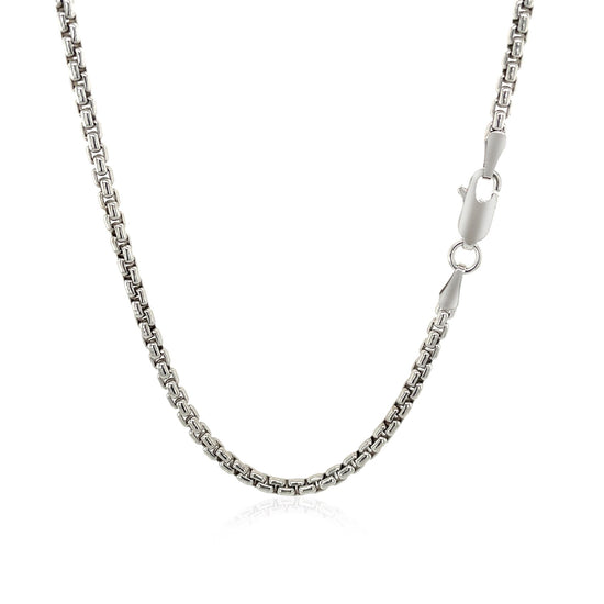 2.4mm 14k White Gold Round Box Chain