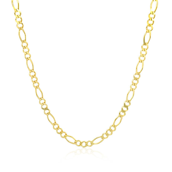 2.8mm 14k Yellow Gold Solid Figaro Chain