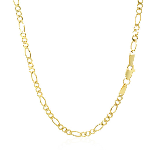 2.8mm 14k Yellow Gold Solid Figaro Chain