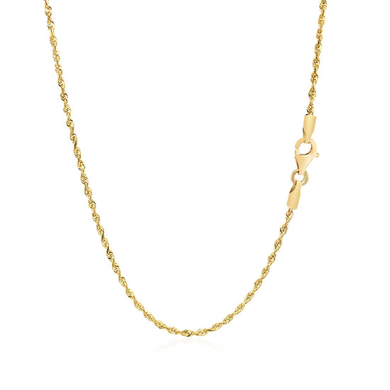 14k Yellow Gold Solid Diamond Cut Rope Chain 1.5mm