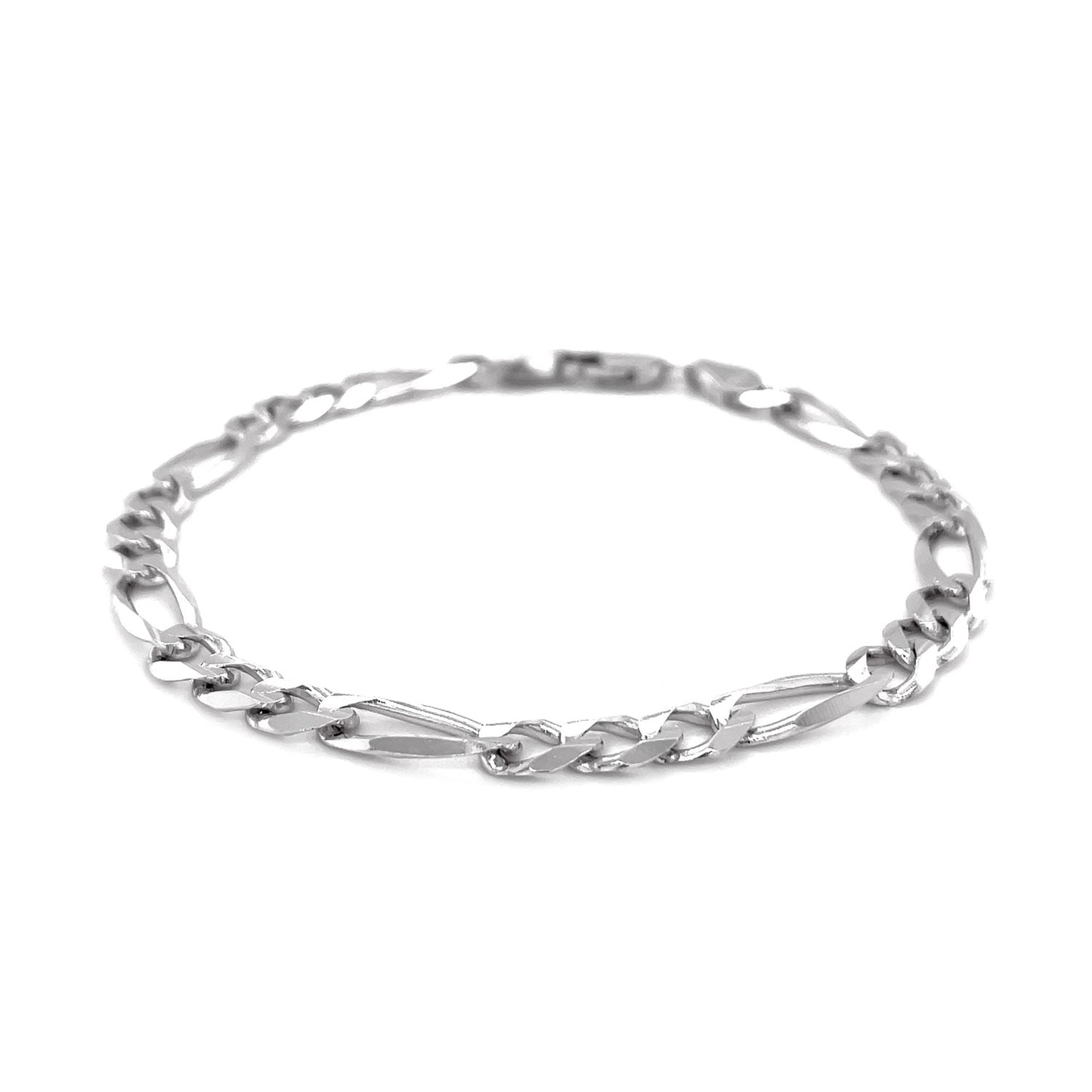 6.0mm 14k White Gold Solid Figaro Bracelet